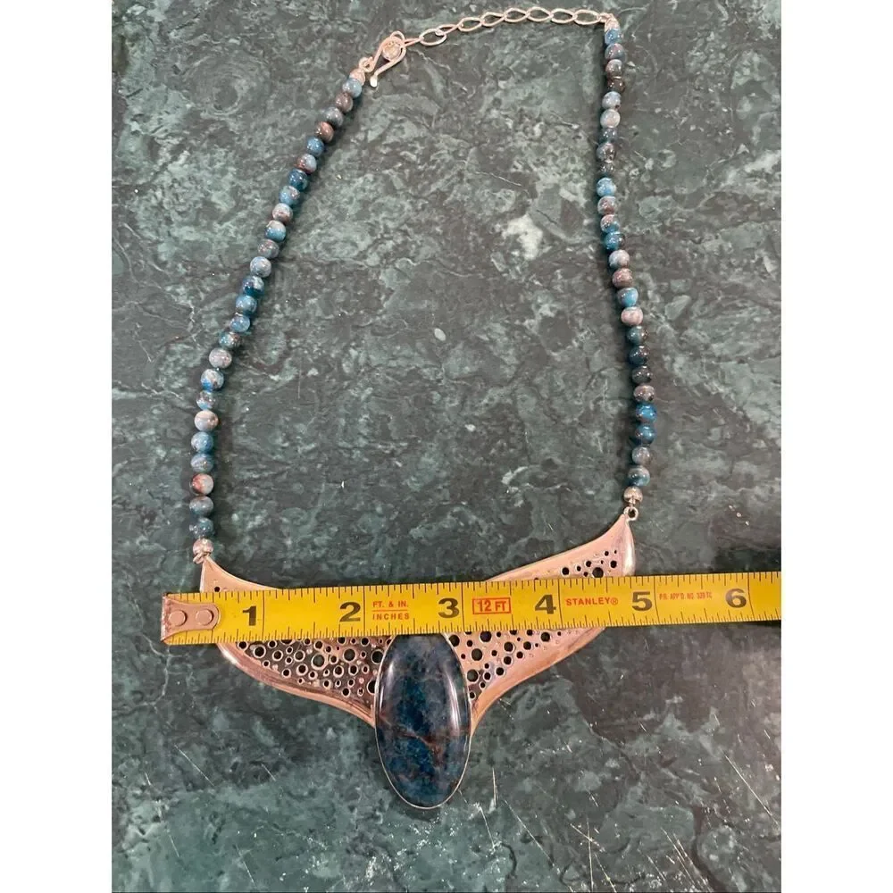 Jay King Mine Finds Sterling Silver Apatite Necklace – Statement Pendant